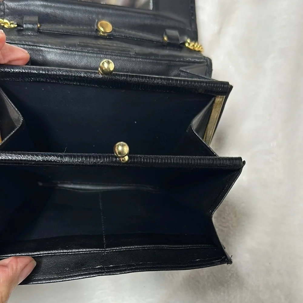 Perry Ellis Black and Gold Crossbody Bag with Chain Strap